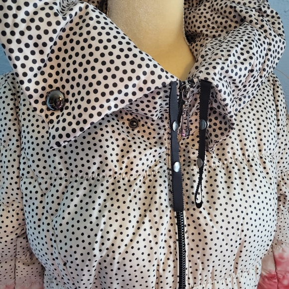 Long puffer winter 2 tone polka dot jacket/coat - Picture 9 of 15